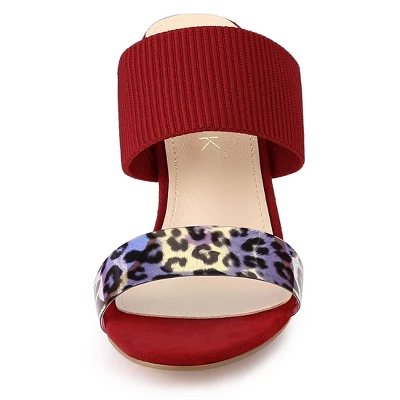 Allegra K Women's Leopard Printed Block Heeled Slide Sandals 4 Allegra K Women's Leopard Printed Block Heeled Slide Sandals - Image 2
