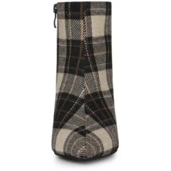 Allegra K Women's Plaid Pointed Toe Side Zip Stiletto Heel Ankle Boots