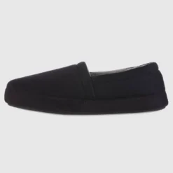Isotoner Men's Microsuede Round Essentials Closed Back Slippers - Black