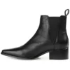 Journee Signature Womens Genuine Leather Brooklee Square Toe Stacked Chelsea Booties
