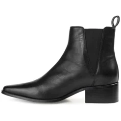 Journee Signature Womens Genuine Leather Brooklee Square Toe Stacked Chelsea Booties