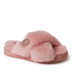 Fireside By Dearfoams Women's New Castle Genuine Shearling Cross Band Slide -Georgia Shoes Shop GUEST d63d7def 1a2a 45a0 b46a 88109b603812