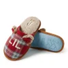 Dearfoams Kid's Unisex Lil Bear Red Plaid Scuff Slippers