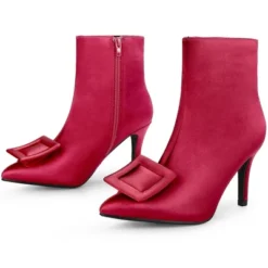 Allegra K Women's Pointed Toe Detachable Buckle Decor Stiletto Heel Ankle Boots -Georgia Shoes Shop GUEST d7a5a23f a10a 4420 b1b8 447389404305