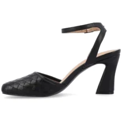 Journee Collection Womens Moriah Embossed Ankle Strap Square Toe Pumps