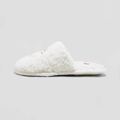 Women's Holiday Santa Happy Face Scuff Slippers - Wondershop™ Cream 3 Women's Holiday Santa Happy Face Scuff Slippers - Wondershop™ Cream