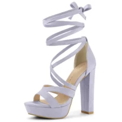 Allegra K Women's Lace Up Platform Chunky High Heels Sandals -Georgia Shoes Shop GUEST dd56736a 8bdf 4449 abcb ce23d927a3a7