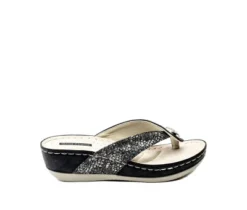 GC Shoes Dafni Embellished Two-Tone Comfort Slide Wedge Sandals