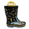 Batman Rubber Rainboots - Waterproof Lightweight Easy On With Easy Pull Handles (sizes 7-1 Toddler / Little Kid / Big Kid)