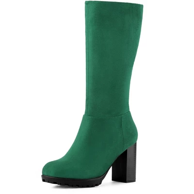 Allegra K Women's Mid Calf Block Heel Boots 9 Allegra K Women's Mid Calf Block Heel Boots - Image 7