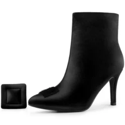 Allegra K Women's Pointed Toe Detachable Buckle Decor Stiletto Heel Ankle Boots -Georgia Shoes Shop GUEST e2907d0e 3f1a 4253 8a42 b56d008eab0c