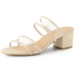 Allegra K Women's Clear Strap Block Heel Slide Sandals -Georgia Shoes Shop GUEST e8b8167d 2d84 48c8 9aa7 8bb9f336ebde