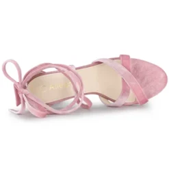 Allegra K Women's Velvet Lace Up Clear Heels Block Heel Sandals -Georgia Shoes Shop GUEST ead24f01 faa2 4109 85ad 669def3991fe