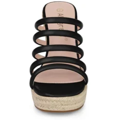 Allegra K Women's Platform Strappy Slip On Espadrille Wedges Sandals
