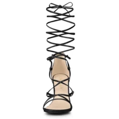 Allegra K Women's Strappy Straps Lace Up Stiletto Heel Sandals
