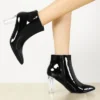 Allegra K Women's Clear Heel Pointy Toe Chunky Heels Ankle Boots -Georgia Shoes Shop GUEST ef348ccb 2273 41e2 93b7 2a2aaa57a40f