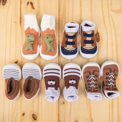 Komuello Toddler Boy Girl First Walk Sock Shoes Flat Style - Brown Stripe 9 Komuello Toddler Boy Girl First Walk Sock Shoes Flat Style - Brown Stripe - Image 7