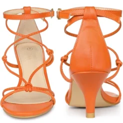 Perphy Strappy Knot Ankle Strap Kitten Heels Sandals For Women