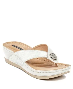 GC Shoes Dafni Embellished Two-Tone Comfort Slide Wedge Sandals -Georgia Shoes Shop GUEST f7420200 a0d0 47a3 98fc 156995f35c9a