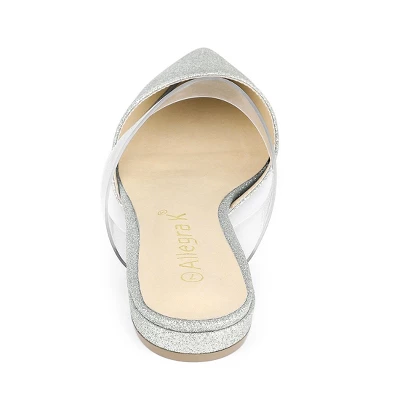 Allegra K Women's Glitter Clear Strap Flat Mules 5 Allegra K Women's Glitter Clear Strap Flat Mules - Image 3