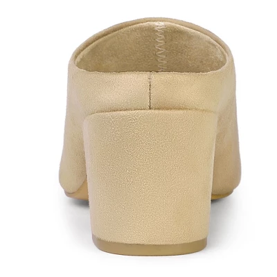 Allegra K Women's Pointed Toe Slip On Block Heel Slide Mules 4 Allegra K Women's Pointed Toe Slip On Block Heel Slide Mules - Image 2