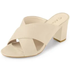Allegra K Women's Crisscross Strap Block Heel Slide Sandals -Georgia Shoes Shop GUEST fa7c07d2 1ad2 4b67 a000 d0c24da613c6