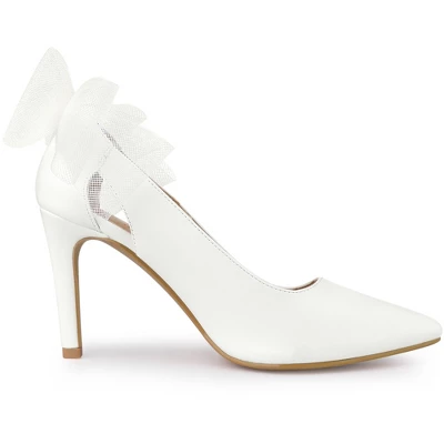Allegra K Women's Pointed Toe Bow Decor Stiletto Heel Pumps 7 Allegra K Women's Pointed Toe Bow Decor Stiletto Heel Pumps - Image 5