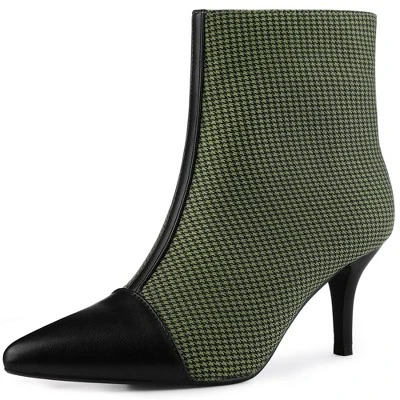 Allegra K Women's Plaid Pointed Toe Houndstooth Stiletto Heels Ankle Boots 9 Allegra K Women's Plaid Pointed Toe Houndstooth Stiletto Heels Ankle Boots - Image 7