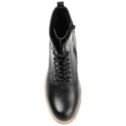 Journee Signature Womens Genuine Leather Malle Round Toe Stacked Combat Booties -Georgia Shoes Shop GUEST ffca21e0 1e04 4922 8eb2 f1e897847d0f